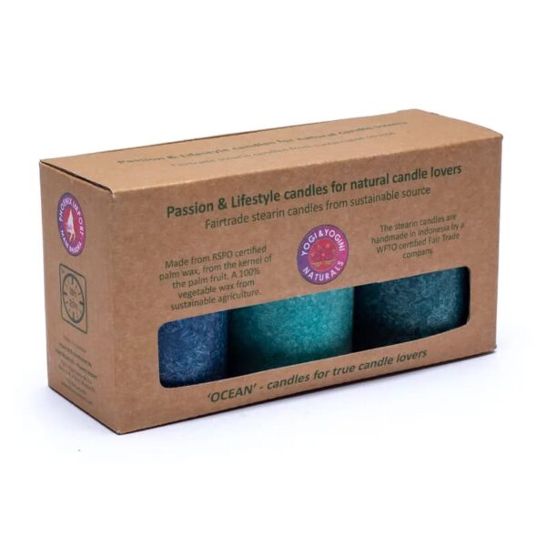 Candele alla stearina sostenibili 3 candele OCEAN durata 18-20 ore (non profumate) - immagine 3