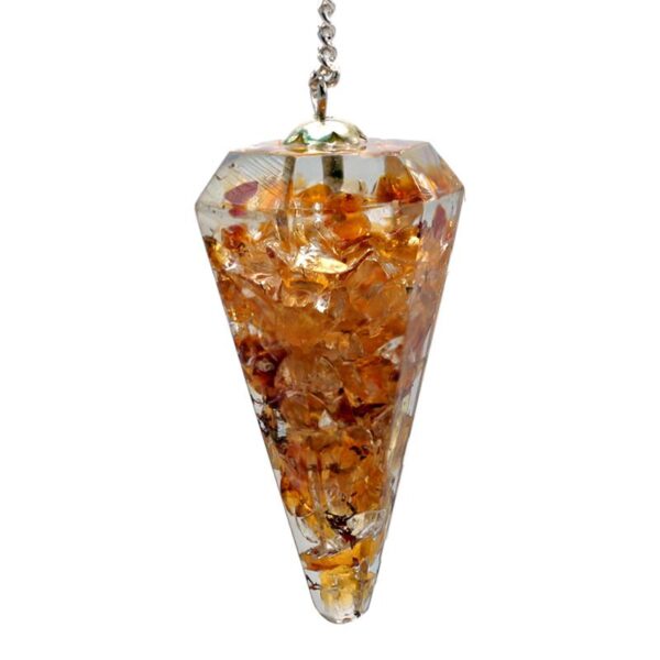 Pendolo di orgone in Quarzo citrino sfaccettato appuntito 4cm 65gr