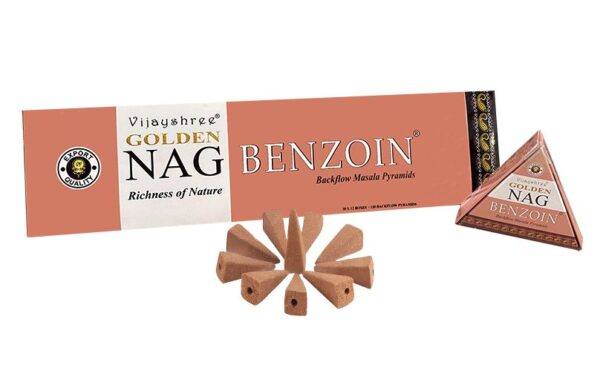 Coni incenso a riflusso Vijayshree Golden Nag Benzoino 10 pezzi